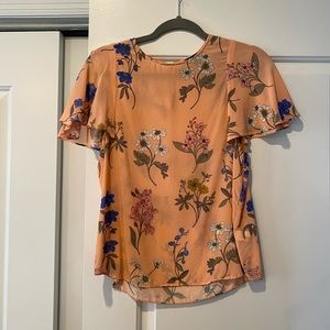 Jcrew Peach Floral Blouse